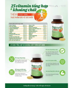 Viên Uống Vistra Multivitamins & Minerals Plus Amino Acid – Bổ Sung Vitamin, Khoáng Chất và Axit Amin – Hộp 30 Viên